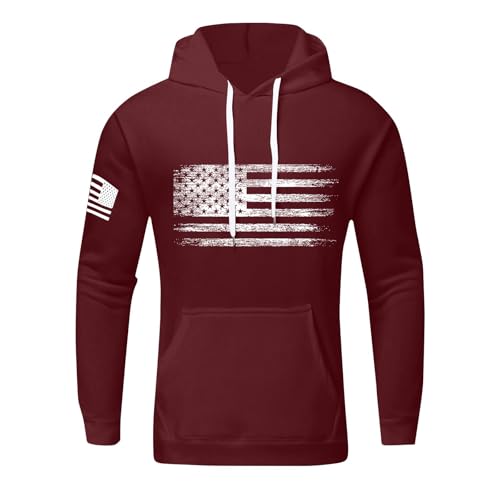 Generisch Sweatshirt Herren Bedruckt Mehrfarbig Hoodie Herren Wine XXXL