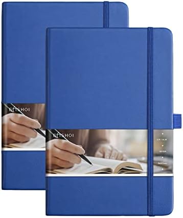 EMSHOI Ruled Black Green Notebook Premium A5 Journal Books 14.8 x 21.3cm Hardcover Leather Note Books, Writing Pad Thick 100gsm Cream Lined Paper Composition Notebook w/Inner Pocket 384 Pages 2 Pack