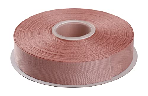 Joycrosso Herringbone Tape Twill Ribbon Soft Handle, Great for Gift Wrapping Craft Sewing 25mm x 22 Meters - Antique Mauve