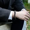 ADRAMATA Beaded Bracelets - 8MM Lava Rock & Tiger Eye Bracelet Set - Natural Stone, Handmade, Adjustable Mens Jewellery Gift #2