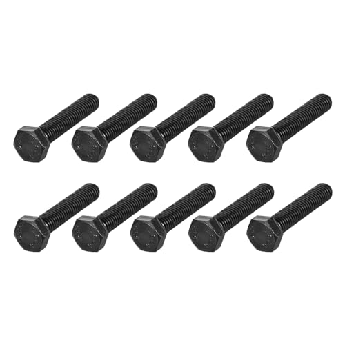 Image of METALLIXITY Hex Bolts (M10-1.5x50mm) 10Pcs, 12.9 Grade Carbon Steel Fully Threaded Black Oxide, Coarse Thread UNC Hex Head Screw Bolt - for Mechanical Repair