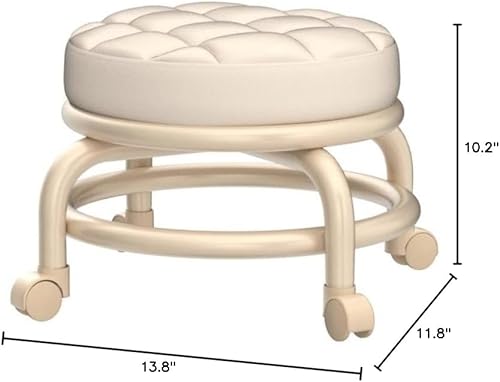 Miniatura 3 de Taburete redondo con ruedas universales, pedicura, escalón, bajo, taburete de trabajo, cómodo, fuerte, elegante para el hogar u oficina