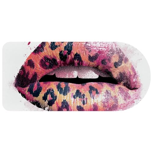 Grand tapis de souris clavier lèvres guépard lumineux 73x35cm avec base caoutchouc