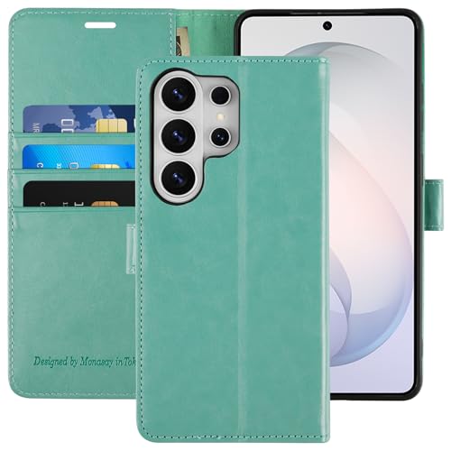 Funda cuero Samsung S26 Ultra tarjetero libro flip cover menta