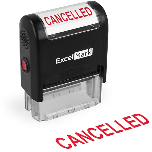 ExcelMark Cancelled Self Inking Rubber Stamp - Red Ink