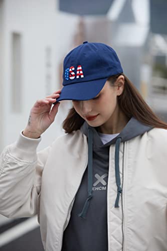 Vintage Washed Distressed Baseball Cap For Men And Women Cotton 100% Dad Hat Adjustable Style Usa (Navy Blue) #TOP5