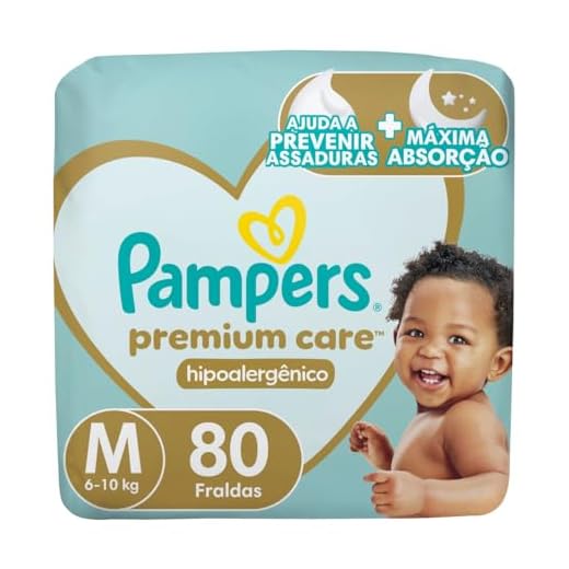Fralda Pampers Premium Care M - 80 fraldas