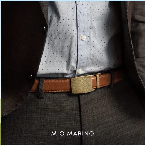 Image of Marino Avenue Ratchet Belt for Men. Adjustable Leather Dress Belt with 38 Easy to Click Into Place Ratchet Closures.