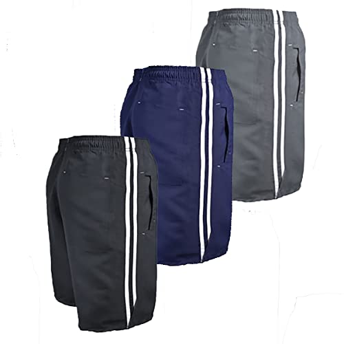 Kit 3 Bermuda Masculina Tactel 3 Bolsos Academia Praia Corrida TAMANHO:G;COR:VARIADAS