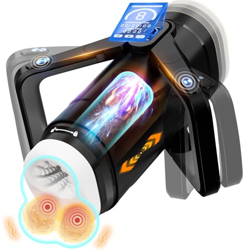 Automatic Male Masturbator for Men - 9 Thrusting & 9 Vibration Modes, Rechargeable Male Sex Toys with Wing-Grip Handle & LCD Display & Soft Removable Sleeve, Male Masterubaters Sex Toy for Men