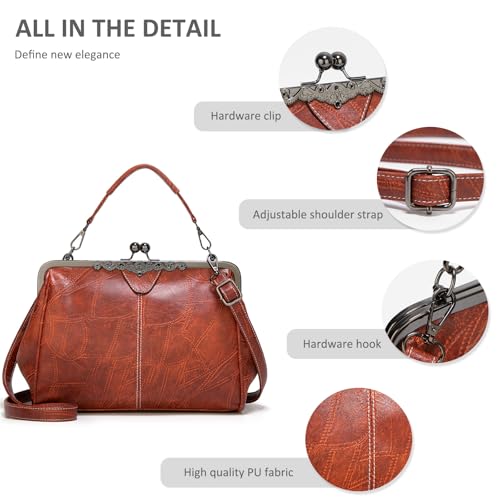 Sac a main pochette femme marron compact contre l'encombrement - 6