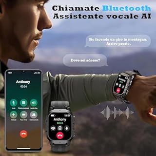 OUKITEL Smartwatch Uomo,1.96" HD Orologio Smartwatch con Effettua/Risposta Chiamate,120+Modalità Sportive Impermeabile 5ATM,Smart Watch con Monitoraggio del SpO2/Sonno/Contapassi per IOS/Android