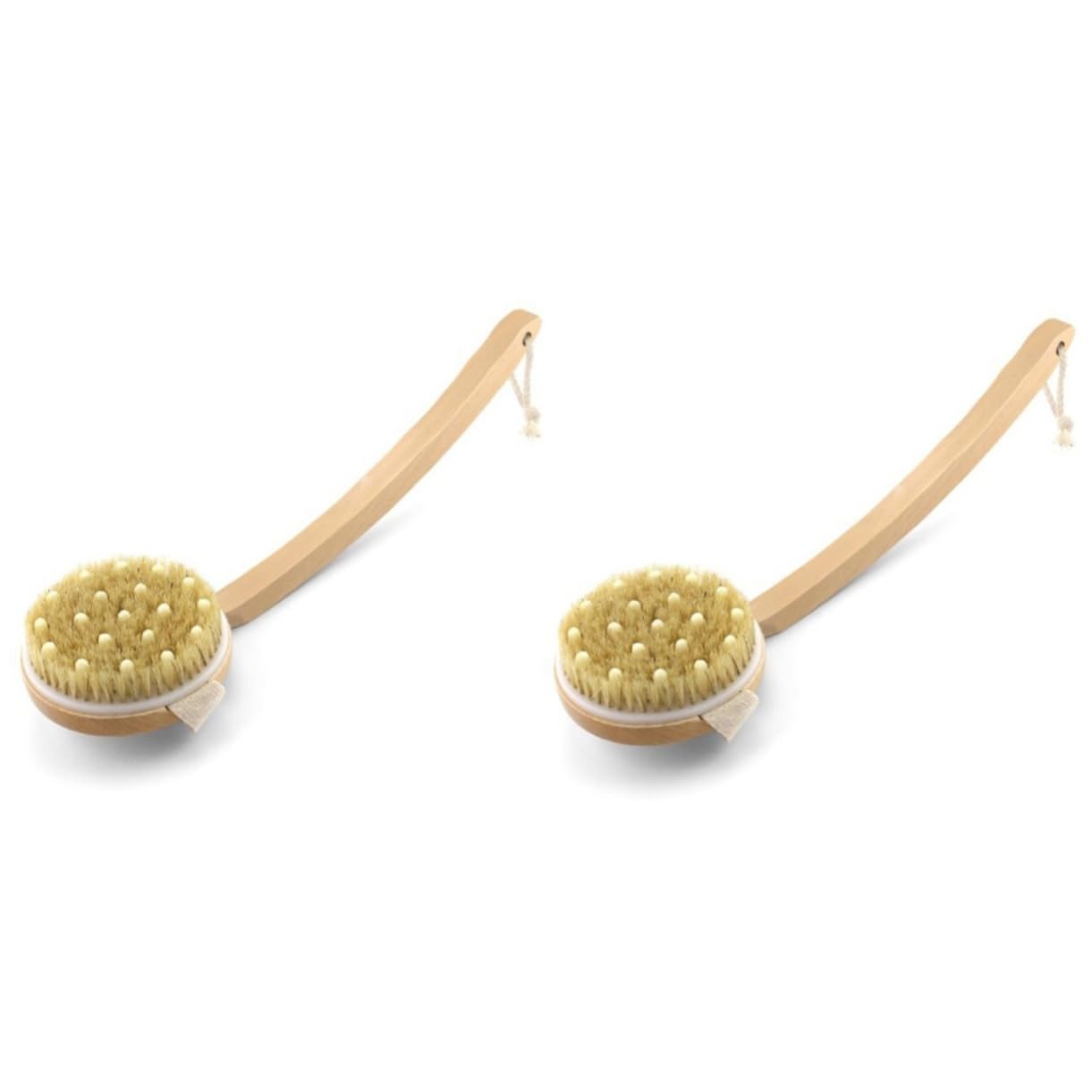 Healvian 2piezas Cepillo De Baño Desmontable Con Mango De Madera y Cerda Natural Exfoliante Corporal Para Masaje y Estimulación Circulación