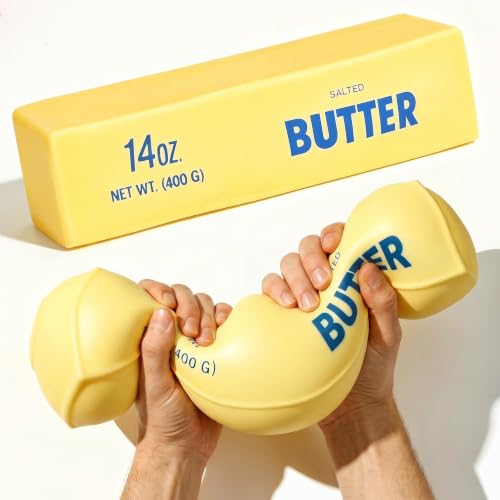 Salted Butter Squishy Stress Relief Toy 14oz Slow Rising Squeeze Fidget Toy for Kids & Adults Hand Exercise & Finger Activity Toy Anxiety Relief Sensory Toy Office Desk Accessory