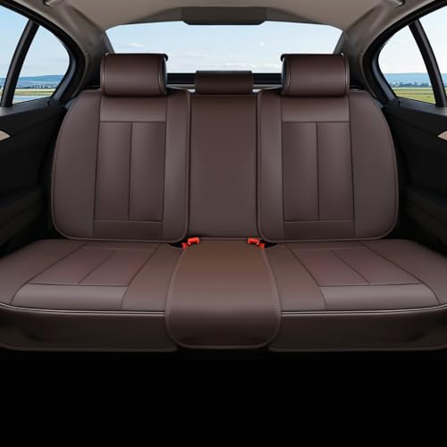 Image of Coverado Back Seat Cover for Kids, Rear Seat Covers for Cars, Brown Back Seat Protector, Waterproof Car Seat Cushion Nappa Leather, 3-Pieces Dog Seat Cover for Back Seat Universal Fit for Most Cars