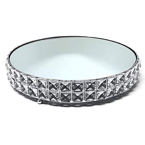 Image of allgala Wedding Cake Stands 3-Piece Set Crystal Gold Plated Cheese Dessert Cupcake Cake Stand with Mirror Plate-Silver Round-HD89204