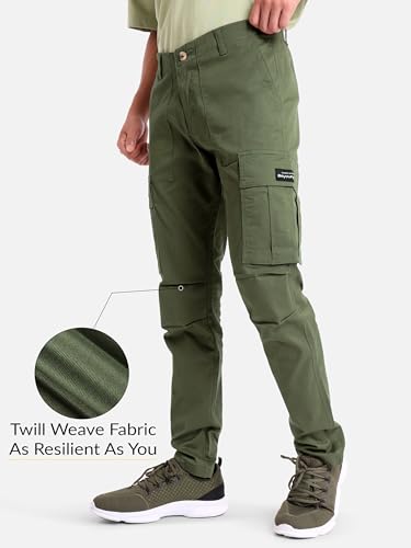 Image of Beyoung Cotton Lycra 6 Pocket Regular Fit Cargo Pants for Men | Cargo Trousers for Men