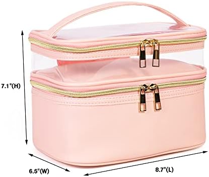 Trousse De Maquillage Pour Femme - Grande Capacité - Trousse De Toilette De Voyage Avec Fermeture éclair - Organiseur De Pinceaux De Maquillage Pour Cadeaux, Rose, Grand, Tulipe