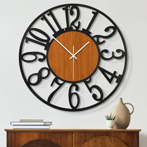 Image of PRAMUKH FASHION Wall Clock Stylish Metal Analog Wall Clock for Living Room, Bedroom, Office, Kitchen, Home and Hall | Antique Fancy Big Size Modern Wall Watch (ST-57, 14 INCH)
