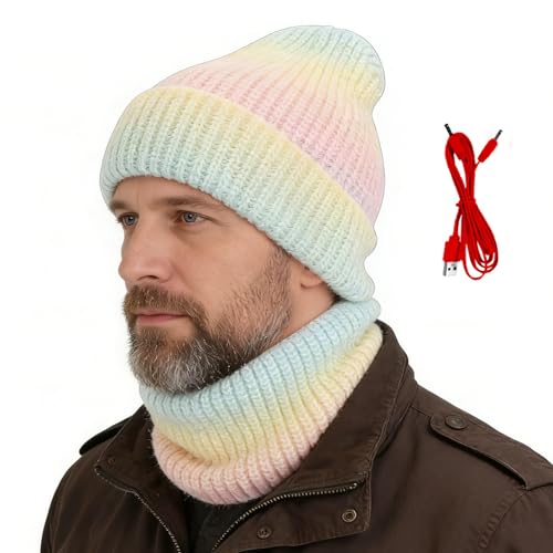 Bonnet chauffant USB 2-en-1 avec écharpe intégrée pour l'hiver