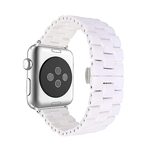 AISPORTS Compatible for Apple Watch Band 49mm 46mm 45mm 44mm 42mm Ceramic, Stainless Steel Butterfly Buckle Wristband Replacement Band for Apple Watch Ultra 2/Ultra/Series 10/9/8/7/6/5/4/3/2/1/SE