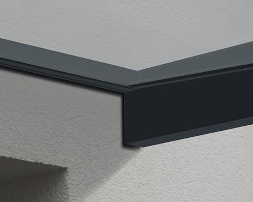 Canopia by Palram Vordach für Haustür Sophia 2150 Pultvordach 215 x 95 cm Grau Sonnenschutz Haustürvordach inkl. Regenrinne