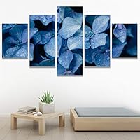 SIGNWIN 5 Panel Canvas Wall Art Blue Petals for Home Decorations Ready to Hang - 60