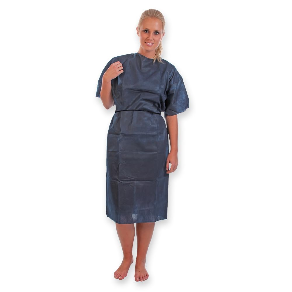 FRANZ MENSCH 50 Stück Hygostar Patientenkittel | PP, blau, XL, L: 118cm, Umfang: 150cm, Karton, Patientenkittel, Krankenkittel, OP Kittel