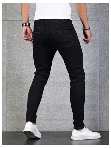 OYOANGLE Men's Skinny Stretch Jeans Casual Solid Denim Pants Slim Fit Long Trousers with Pocket2
