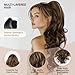 24 Inch Ponytail Extension, Layered Ponytail Extensions for Women, Soft Wavy Claw Clip in Ponytail Extension, Natural Synthetic Hair Pieces for Women (Color: Ash Brown with Beige Blonde Highlights)