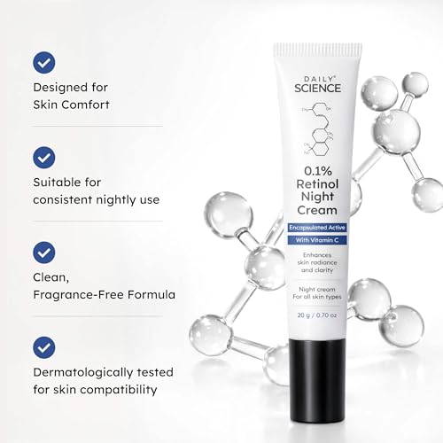 Image of 0.1% Retinol Night Cream with Vitamin C | Liposomal Encapsulated | Reduces Wrinkles & Fine Lines | Beginner-Friendly Anti-Ageing Cream | All Skin Types | 20 g