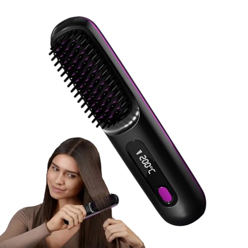 Cepillo de con calefacción, cepillo alisador de , pantalla de control táctil, inalámbrico, 3 modos, estilizador ajustable para el hogar, mujeres, al aire libre, salón de belleza, adolescentes