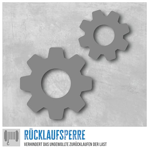 Güde Gurtwinde GGHW 540/8 (540 kg max. Zugkraft, 8 m Gurtlänge, 5 cm Gurtbreite, Lasthaken mit Tropfenöffnung, Sperrhebel, Handkurbel mit Softgriff, Grundplatte mit Bohrungen zur Festmontage)