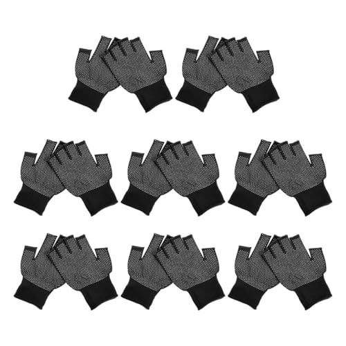 DEARMAMY 8 Paia Guanti da Lavoro Senza Dita Uomo e Donna Mezze Dita Antiscivolo Traspiranti per Giardinaggio Falegnameria e Lavori Pesanti Comfort e Mobilità Prolungata