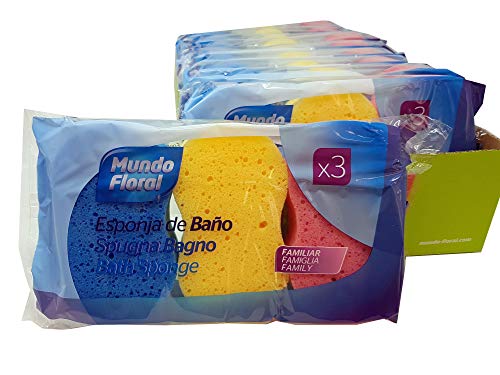 30 Esponjas de baño para limpiar la piel con suavidad envasadas en packs de 3 unidades Cover