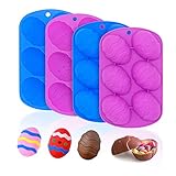 4 Pcs Easter Silicone Molds, 6 Hole Non-stick Easter Egg Shaped Chocolate Mold, Silicone Baking Mold...