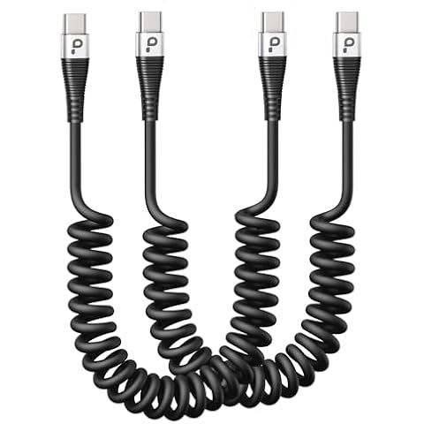 USB C to USB C Cable 100W 3ft, 2Pack Coiled USB C Charger Cable for Car, Short Type C Cable USBC Fast Charging Cable for iPhone 16/15/Pro/Plus/Pro Max/Samsung Galaxy S23, Compatible All Type C Devices Cover
