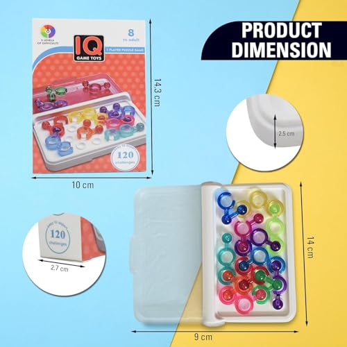 Image of WireScorts IQ Link Game Toy, Travel Game for Kids and Adults, Brain Game Iq Games with 120 Challenges - Multicolor