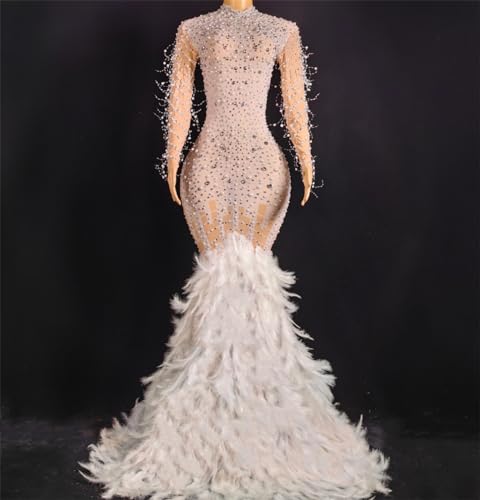 Keting Beading Feathers Mermaid Prom Shower Party Dress Evening Celebrity Pageant Gala Wedding Guest Gown2