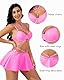 EVELIFE Damen Sexy Lederkleid Set, Neckholder Metallkette Push Up BH, Wetlook Dessous Unterwäsche Curvy Elegant Kunstleder Party Rave Club Outfit Minikleid Unterwäsche Frauen(Leuchtendes Pink, XXL)