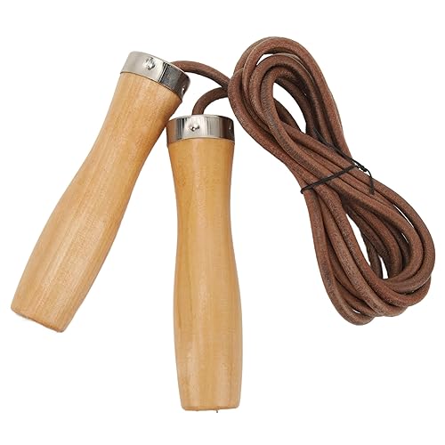 SPYMINNPOO Jumping Rope, Cowhide Wooden Handle Portable Highly Effective Skipping Rope for Fitness Exercise