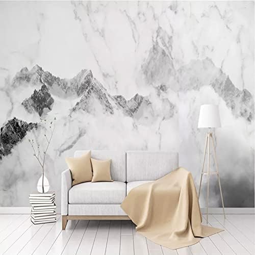 Papier peint 3D marbre noir et blanc paysage abstrait chambre salon