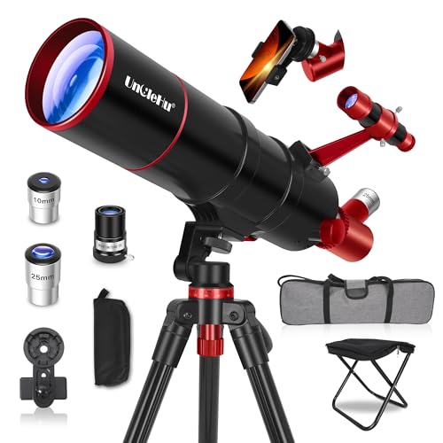 Telescope for Adults High Powered, 90mm Aperture 550mm Professional Telescope for Kids&Beginners with Folding Stool&Tripod&Phone Adapter&Carrying Bag, Portable Travel Refractor Astronomical Telescopes
