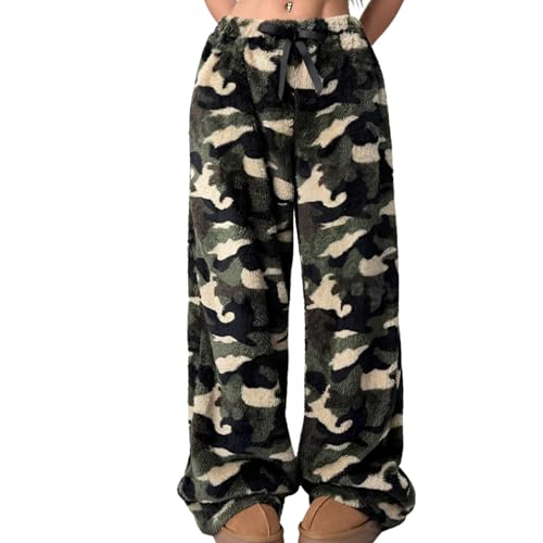 Image of Leopard Pants Women Therian Fuzzy Pajama Pants Y2k Cheetah Pants Grunge High Waisted Fluffy Pants