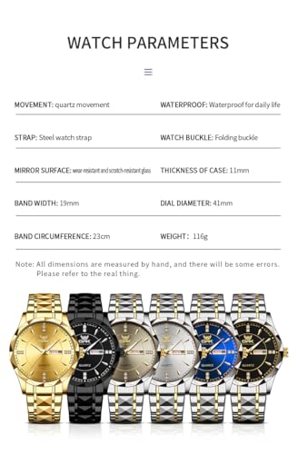 Image of OPK Watches for Men Diamond Roman Analog Mens Watches Waterproof Large Stainless Steel Men Wrist Watch Business Father Gift Watch Blue
