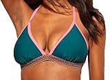 Xhilaration Women's Elastic Trim Triangle Bikini Top - Teal Green - D/DD Cup