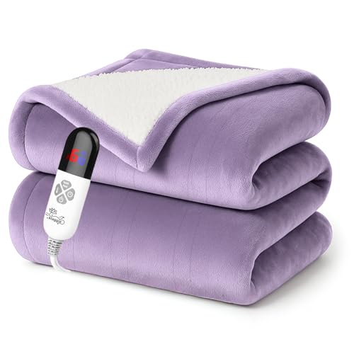 Klaggie Electric Heated Throw Blanket Sherpa 50"x60" Purple Machine Washable