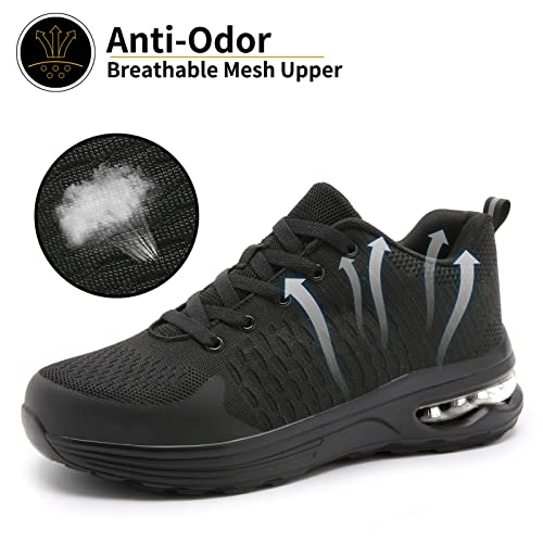 Image of LUPWEE Steel Toe Shoes for Men Women, Slip Resistant Safety Work Shoes Puncture Proof Comfortable Indestructible Sneakers with Specialized Work Insole for Industry Construction Warehouse