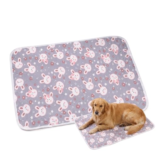 Generisch Kühlmatte Hund und Katzen Kühldecke Selbstkühlende mit rutschfeste Punkten aus Latex-Füllung Waschbar Haustier Reisematte Geeignet für Auto Zuhause Unterwegs (Graues Kaninchen 40x30cm)