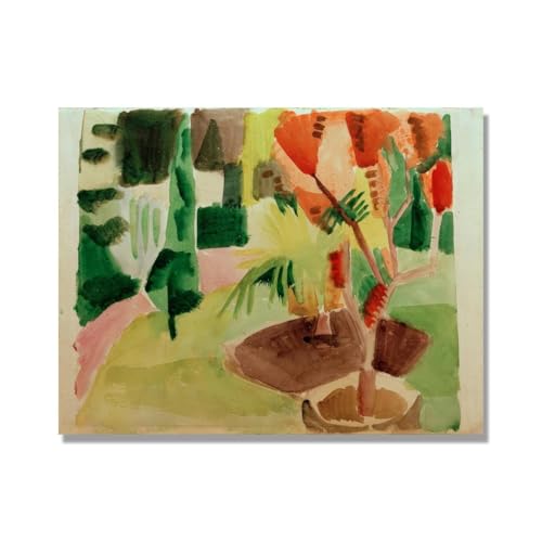 Impression sur toile Lakeside jardin 2 par August Macke tableau moderne 70x90cm sans cadre